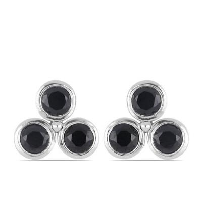 BUY STERLING SILVER REAL BLACK SAPPHIRE GEMSTONE EARRINGS